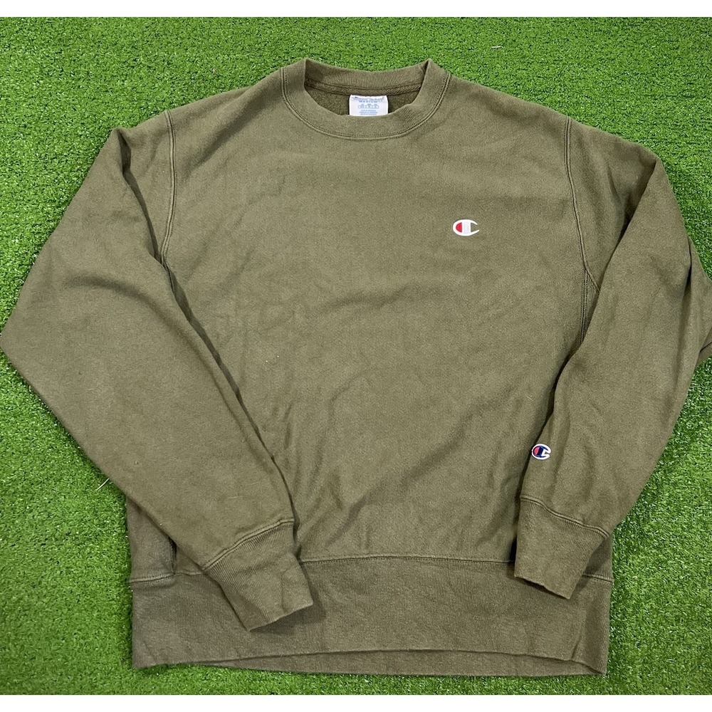 Vintage 90s Champion Reverse Weave Olive Green Sweatshirt‎ Med. Olive Drab EUC
